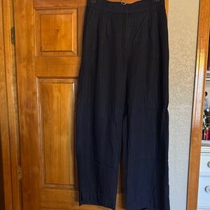 Womens Navy Blue Pinstripe Pants